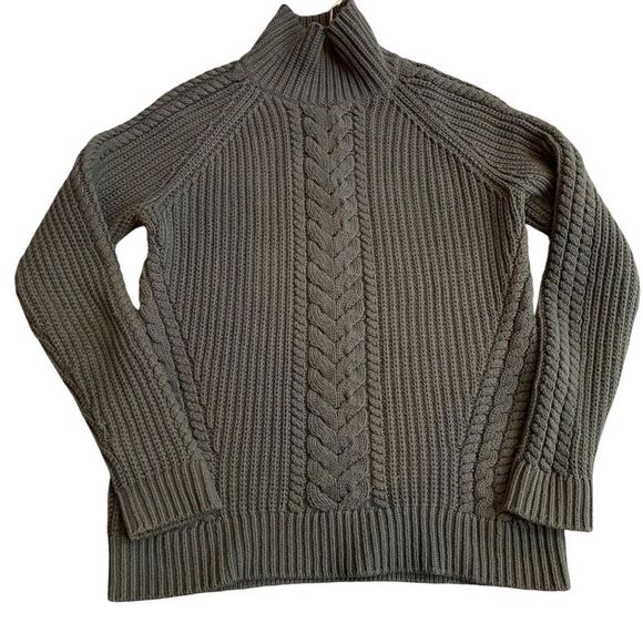 Lululemon Women’s M‎ Chunky Turtleneck Sweater Olive Green Cable Knit Oversized - Picture 2 of 10